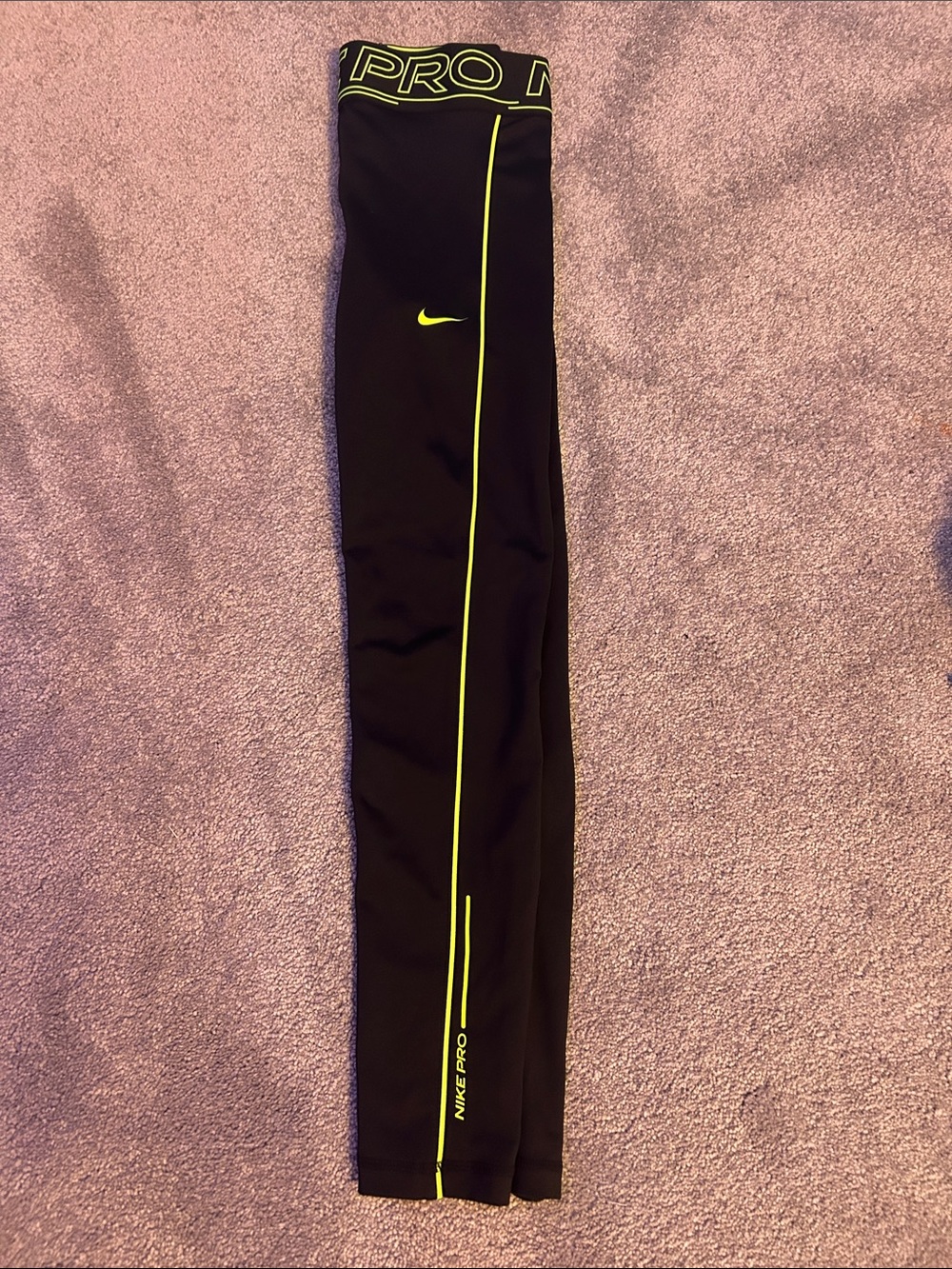 Nike Kids Black Leggings with Neon Yellow Accents